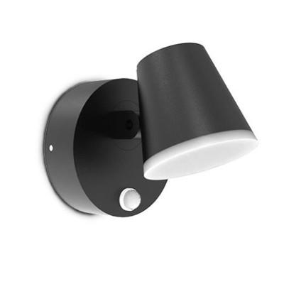 Applique Murale Orientable LED Noir + Détecteur IR 12,5W 3000K