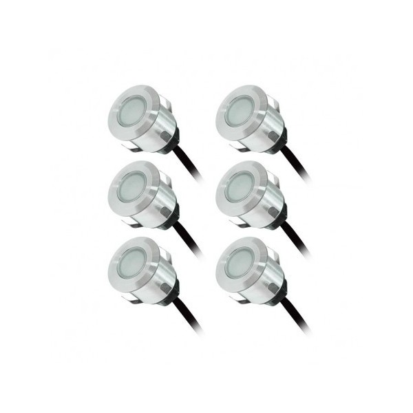 KIT SPOT LED TERRASSE 6x0,6W 12V Bleu Rond IP67