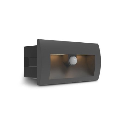 Spot encastrable LED balise 70 x 140 mm 6,5W Rectangle 3000K IP65 + Détecteur IR