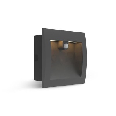 Spot encastrable LED balise 140 x 140 mm 6,5W Rectangle 3000K IP65 + Détecteur IR