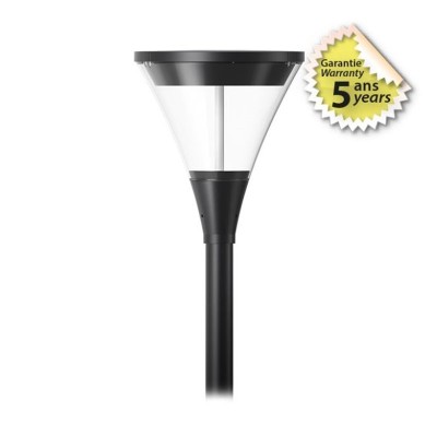 Lanterne sur mat LED Noir 40W IP66 IK09 3000K - Garantie 5 ans
