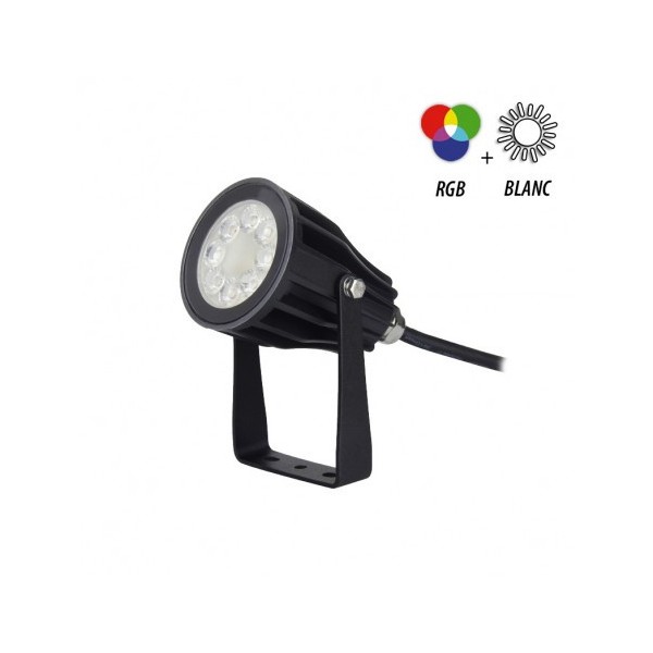 Projecteur Exterieur LED Noir 230V 6W RGB+Blanc CCT IP65