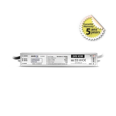 Alimentation pour LED 45W - 24V DC - IP67 - GARANTIE 5 ANS