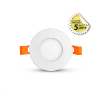 Plafonnier LED Blanc Ø90 3W 4000K - Garantie 5 ans