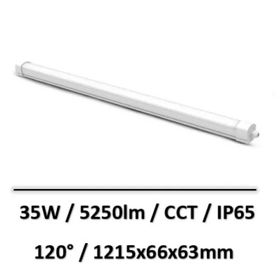 Étanche LED Intégrées CCT 35W 1215 x 63 x 63 mm Traversant - GARANTIE 5 ANS