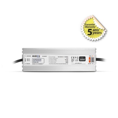 Alimentation pour LED 200W - 24V DC - IP67 - GARANTIE 5 ANS