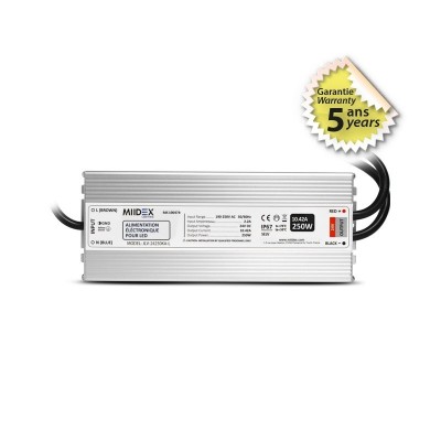 Alimentation pour LED 250W - 24V DC - IP67 - GARANTIE 5 ANS