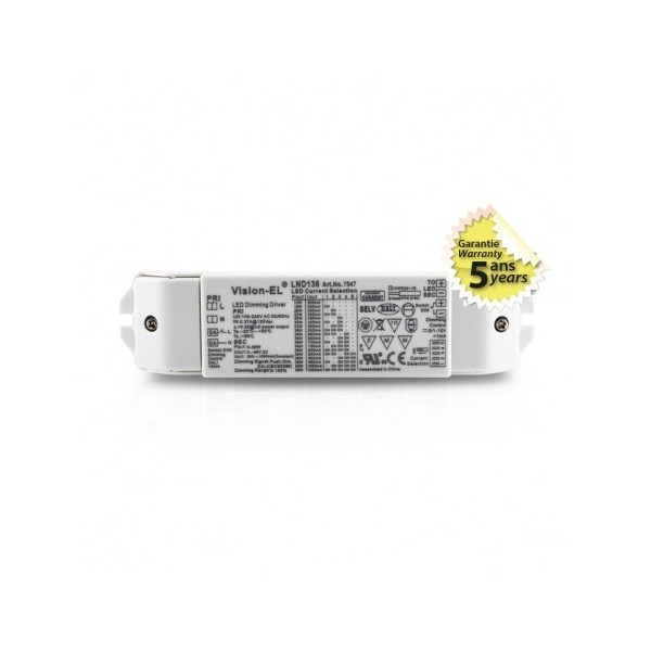 Alimentation pour LED 13-36W, 3-66VDC, Dimmable DALI / PUSH / 0-10V