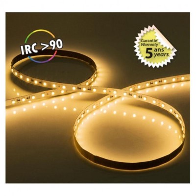 Bandeau LED 3000K 5 m 120 LED/m 10W/m IP20 - 24V - IRC90 - Garantie 5 ans