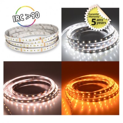 Bandeau LED DIMMABLE CCT 5 m 120 LED/m 50w IP20 - 24V - Garantie 5 ans