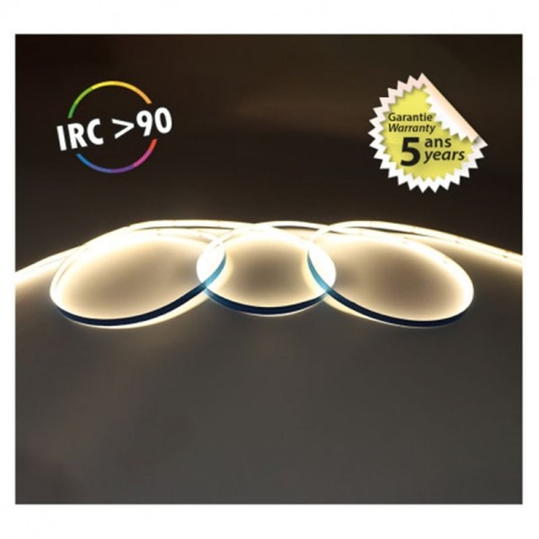 Bandeau LED COB 3000K 5 m 320 LED/m 9W/m IP20 - 24V - Garantie 5 ans