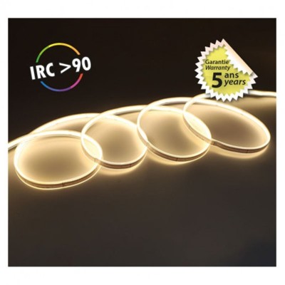 Bandeau LED COB 3000K 5 m 320 LED/m 9W/m IP65 - 24V - Garantie 5 ans