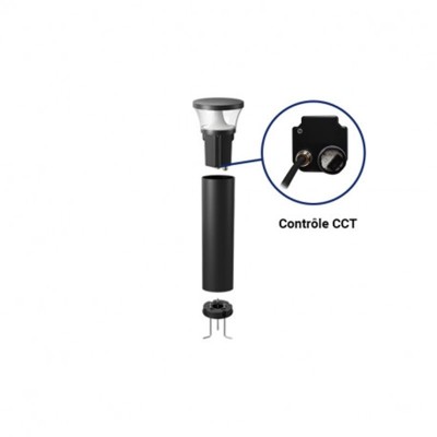 Potelet LED 25W CCT Noir 475mm GARANTIE 5 ANS