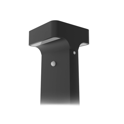 Potelet Solaire LED Carré 6W 3000K Noir 950 mm + Détecteur IR