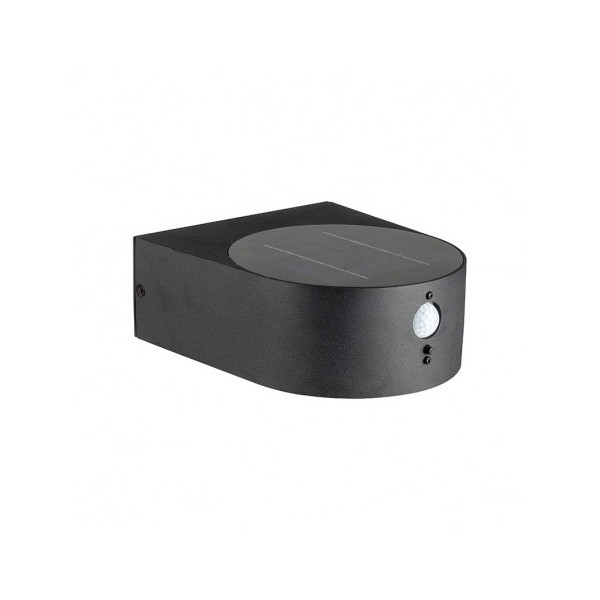 Applique Murale Noire Ronde LED Solaire 5W 3000K + Détecteur IR