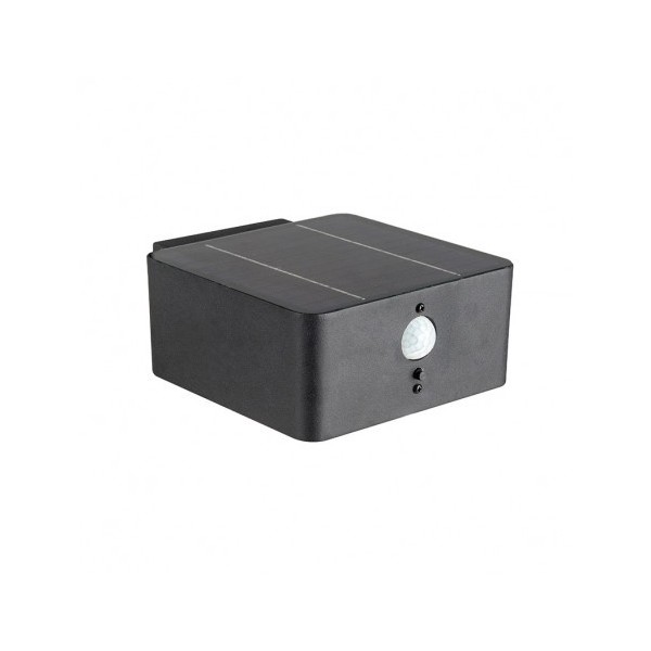 Applique Murale Noire Carrée LED Solaire 5W 3000K + Détecteur IR