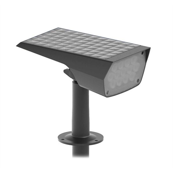 Projecteur Piquet LED Solaire Carré 2W 3000K Noir 480 mm IP65